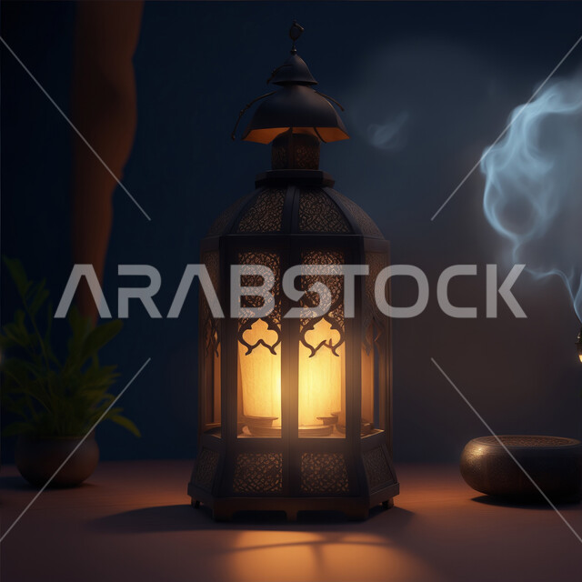 اكسسوارات وديكورات وتحف المناسبات الدينية، الأجواء الروحانية الرمضانية، فانوس معدني مزخرف مضيئ، العادات والتقاليد العربية لزينة رمضان المبارك، التهنئة بمناسبة الأعياد الإسلامية، البهجة بقدوم شهر الخير والبركة