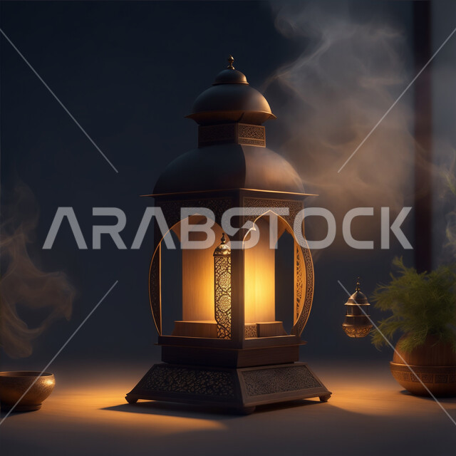 التقاليد والعادات العربية لزينة رمضان المبارك، التهنئة بمناسبة الأعياد الإسلامية، فانوس معدني مزخرف مضيئ، الأجواء الروحانية الرمضانية، تحف وديكورات واكسسوارات المناسبات الدينية، البهجة بقدوم شهر الخير والبركة