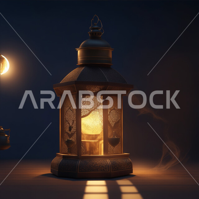 العادات والتقاليد العربية لزينة رمضان المبارك، الأجواء الروحانية الرمضانية، فانوس معدني مزخرف مضيئ، التهنئة بمناسبة الأعياد الإسلامية، تحف وديكورات واكسسوارات المناسبات الدينية، البهجة بقدوم شهر الخير والبركة