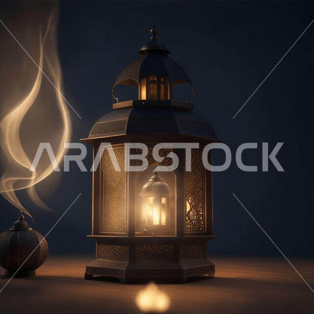 فانوس معدني مزخرف مضيئ، التقاليد والعادات العربية لزينة رمضان المبارك، التهنئة بمناسبة الأعياد الإسلامية، تحف وديكورات واكسسوارات المناسبات الدينية، البهجة بقدوم شهر الخير والبركة، الأجواء الروحانية الرمضانية