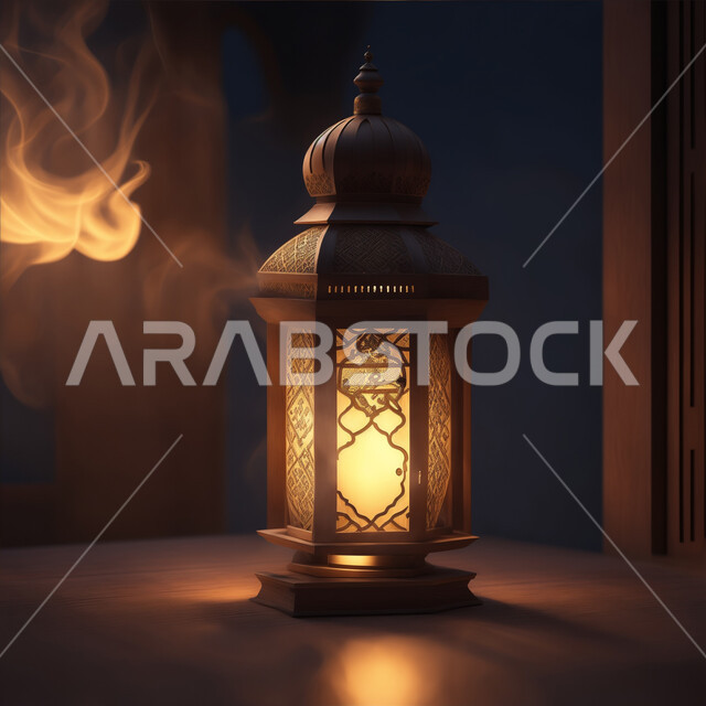 الفرحة بقدوم شهر الخير والبركة، اكسسوارات وديكورات وتحف المناسبات الدينية، الأجواء الروحانية الرمضانية، فانوس معدني مزخرف مضيئ، العادات والتقاليد العربية لزينة رمضان المبارك، التهنئة بمناسبة الأعياد الإسلامية