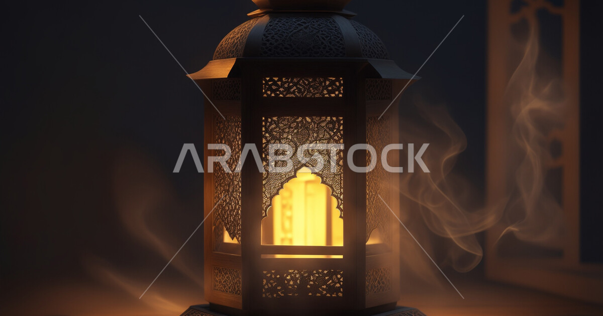 أنوار وديكورات ذهبية في الأجواء الرمضانية الروحانية, الاحتفال بقدوم شهر ...