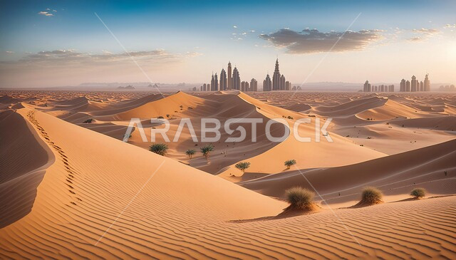  التضاريس و المرتفعات والقمم الجبلية في البراري، مناطق البادية والبيئة الطبيعية الصحراوية وقت غروب الشمس، التلال والهضاب من الرمال الناعمة، التكوينات والتشكلات الرملية في صحراء المملكة العربية السعودية، خلفية الطبيعة