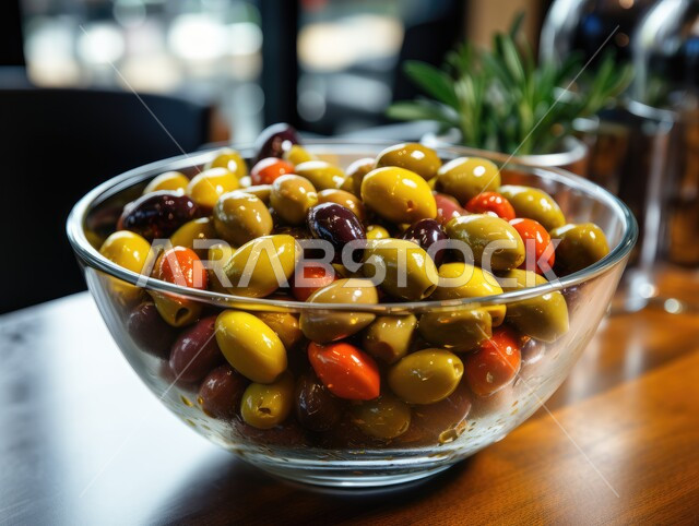 وجبة الفطور الصحية، صورة مقربة لطبق من الزيتون على مائدة الفطور، تشكيلة من المقبلات الباردة المشكلة، اطباق طعام شهية، جودة المنتجات الوطنية المحلية