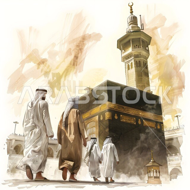 الحجاج والمعتمرين في الحرم المكي الشريف، معالم و أماكن إسلامية مقدسة دينية في المملكة العربية السعودية ,الكعبة المشرفه في مكة المكرمة، أداء مناسك الحج والعمرة، العبادة والتقرب إلى الله