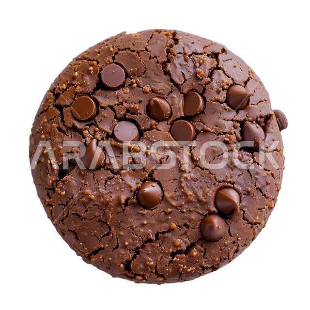 رقائق الشوكولاته الساخنة، رقاقات البسكويت الهشة والخفيفة مع قطع الشوكولاته الداكنة، وصفات البسكويت الهش الطازج، أطعمة الكوكيز المتميزة، حلويات مخبوزة بنكهات متنوعة، خلفية بيضاء