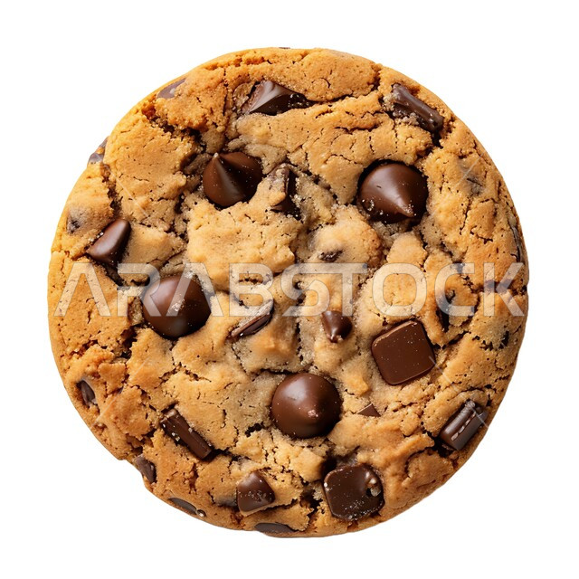 رقائق الشوكولاته الساخنة، رقاقات البسكويت الهشة والخفيفة مع قطع الشوكولاته الداكنة، وصفات البسكويت الهش الطازج، أطعمة الكوكيز المتميزة، حلويات مخبوزة بنكهات متنوعة، خلفية بيضاء