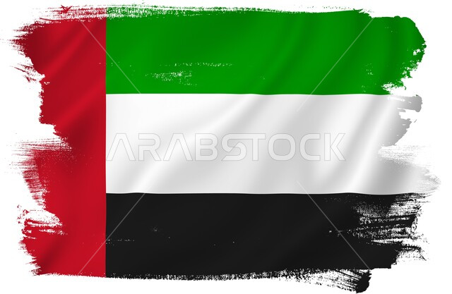 الشعار و الرمز الوطني، يوم استقلال الإمارات، صورة مقربة لعلم الإمارات العربية المتحدة المصنوع من القماش، الإحتفال بالعيد الوطني الإماراتي، حب الوطن والعلم، خلفية بيضاء