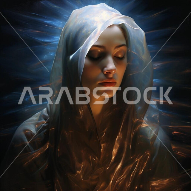 الاهتمام بالأناقة والمظهر الخارجي، أزياء محجبات عصرية حديثة، مفهوم النعومة والأنوثة، بورتريه مقرب لإمرأة عربيه خليجيه سعودية مبتسمة ترتدي الحجاب تغمض عينيها بايماءات وتعابير النوم، خلفية ملونة