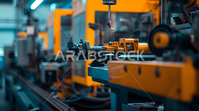 التحول الرقمي والتقدم التقني, تحسين الانتاج باستخدام الالات والمعدات الذكيه في الصناعات الالكترونيه، تطور التقنيه والتكنولوجيا الحديثه، رؤية سعودية مستقبلية 2030، صورة مقربة لأذرع الروبوتات الذكية تتعامل مع القطع الالكترونية في المصانع