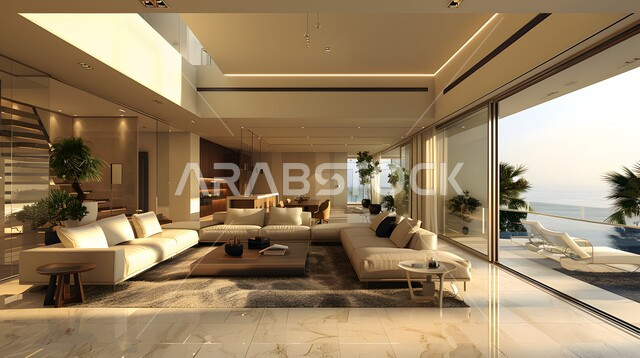 Luxury hotels and resorts, living rooms with distinct interior decorations, reception rooms with modern contemporary designs with glass facades, upscale home furniture, contemporary designs in modern style, residential apartments and villas