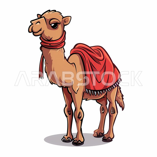 اضحية وقربان عيد الأضحى المبارك, رسومات توضيحية ثلاثية الابعاد لحيوان الجمل اللطيف, الاهتمام والرعاية بالمواشي والحيوانات الثدية, أفلام ومسلسلات كرتونية للأطفال، وسائل التنقل في الزمن القديم، خلفية بيضاء