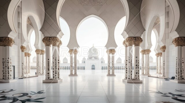 الحرم الداخلي لمسجد الشيخ زايد بن سلطان آل نهيان في أبو ظبي، الفن الهندسي المعماري والتصميم الداخلي للأعمدة في المساجد، المعالم الاسلامية والدينية في الامارات العربية المتحدة، العبادة والتقرب الى الله, خلفية اسلامية