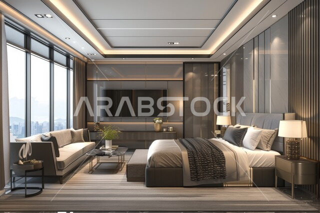  تصاميم وديكورات داخلية أنيقة لغرفة نوم مريحة، غرف ذات تصميم عصري وفخم، شقق وفلل سكنية في المملكة العربية السعودية، سرير مريح بألوان هادئة، إكسسوارات وتحف وأثاث منزلي راقي