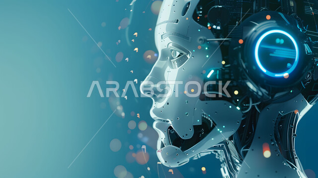 3D designs of future robots, cyborg, advanced intelligent robot, achieving industrial revolution, innovation, science and artificial intelligence technology, Saudi Vision 2030, technological development on planet earth