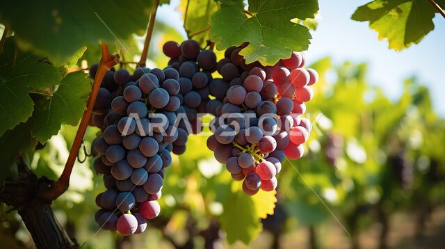 زراعة الأصناف المختلفة من الخضار والفاكهة في الكروم وتحقيق الاكتفاء الذاتي, مزارع وحقول الفواكه الملكية في المملكة العربية السعودية, العناقيد الممتلئة بالعنب الأحمر الفاخر, المنتجات والمحاصيل المحلية