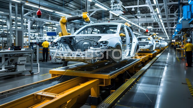 Achieving the industrial revolution, a future Saudi vision 2030, technology and science of artificial intelligence in the engineering field, automation in laboratories and factories in the Kingdom of Saudi Arabia, using advanced robots in the production and manufacturing of modern cars.