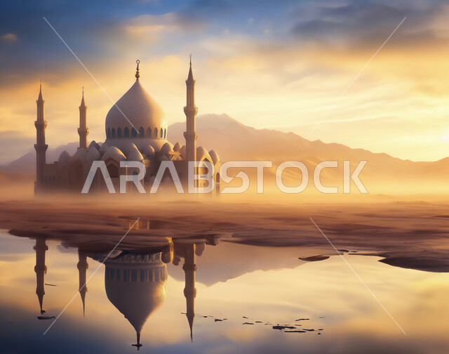 مشهد السماء في وقت غروب الشمس، التصاميم الهندسية المميزة للمساجد، الفن الهندسي المعماري في بناء دور العبادة، الديكورات الانشائية على الطراز الديني الاسلامي, العبادة والتقرب إلى الله، أماكن أداء الصلوات والطاعات