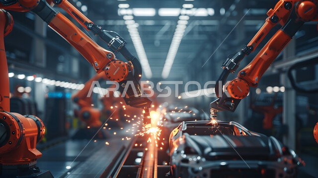 رؤية سعودية مستقبلية 2030، تحقيق الثورة الصناعية، علوم و تكنولوجيا انتاج المصانع، اذرع روبوتات الصناعة الذكية المتطورة في تصنيع هياكل السيارات, الاعتماد على التشغيل الآلي في معامل المملكة العربية السعودية