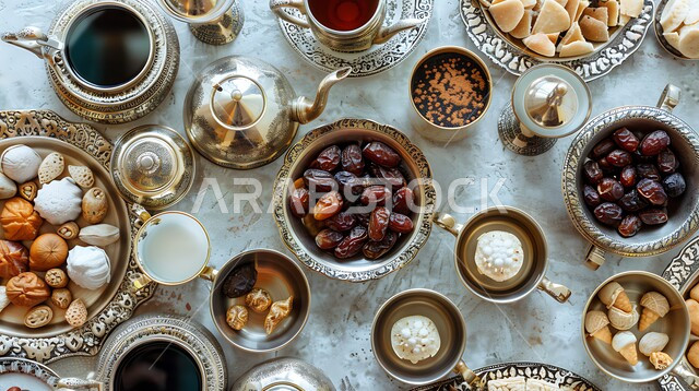 حسن الضيافه و كرم الإستقبال في المملكة العربية السعودية، العادات العربية القديمة في الأعياد والمناسبات، الاستمتاع بالمشروبات الساخنة مع حلويات العيد، المحاصيل والمنتجات المحلية الوطنية، القهوة العربية مع التمر الطازج وقطع الحلوى اللذيذة