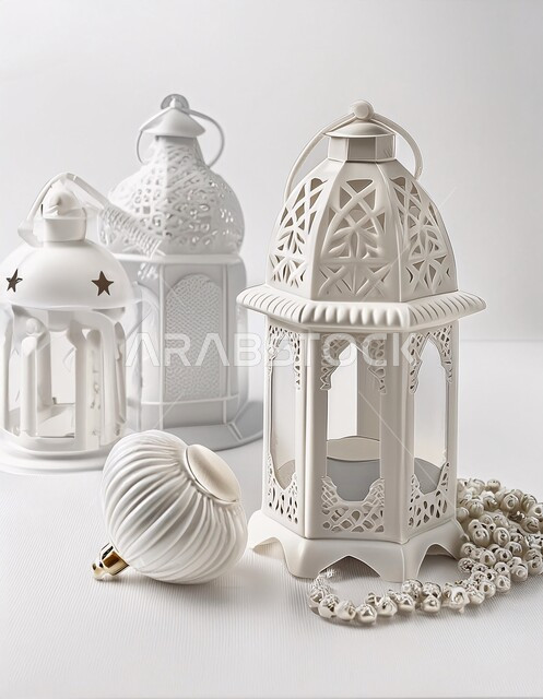 ديكورات وأنوار في الأجواء الرمضانية الروحانية، فانوس عربي معدني مزخرف مضيء، إضاءة وزينة شهر رمضان المبارك، فوانيس و تحف اسلامية تقليدية للاحتفال بقدوم شهر الخير، الفن الاسلامي للتحف والاكسسوارات