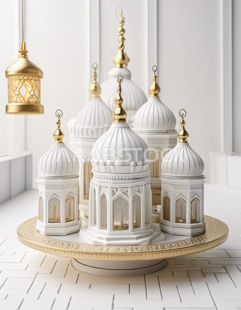 إضاءة وزينة شهر رمضان المبارك، الفن الاسلامي للتحف والاكسسوارات، ديكورات وأنوار في الأجواء الرمضانية الروحانية، فانوس عربي معدني مزخرف مضيء، فوانيس و تحف اسلامية تقليدية للاحتفال بقدوم شهر الخير