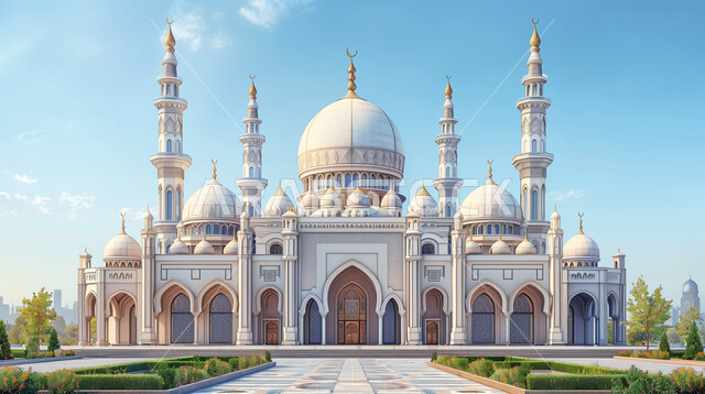 القبب والمآذن الشامخة للمساجد، الفن الهندسي المعماري في بناء دور العبادة، الديكورات الانشائية على الطراز الديني الاسلامي, العبادة والتقرب إلى الله، أماكن أداء الصلوات والطاعات