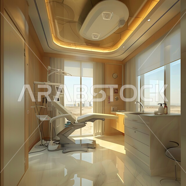 حجره مجهزه بالأدوات والأجهزة الطبيه الحديثه، استخدام التقنيه والتكنولوجيا في العلاج والطب الحديث، عيادات ومراكز صحيه متطوره، تصميم ثلاثي الابعاد لغرفه طبيه حديثه لفحص وتشخيص المرضى في المستشفى، سرير إلكتروني طبي كهربائي في أحد الغرف