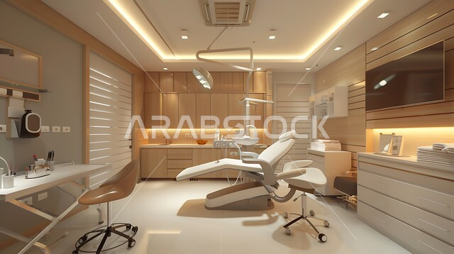 سرير إلكتروني طبي كهربائي في أحد الغرف، حجره مجهزه بالأدوات والأجهزة الطبيه الحديثه، استخدام التقنيه والتكنولوجيا في العلاج والطب الحديث، عيادات ومراكز صحيه متطوره، تصميم ثلاثي الابعاد لغرفه طبيه حديثه لفحص وتشخيص المرضى في المستشفى
