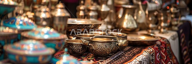 القطع النحاسية المزركشة التي تعبر عن تاريخ المملكة العريق، الحرف والمهن الشعبية في السعودية, الصناعات اليدوية  التقليدية، التراث الثقافي السعودي الغني, أسواق لبيع الأعمال الأثرية الأصيلة