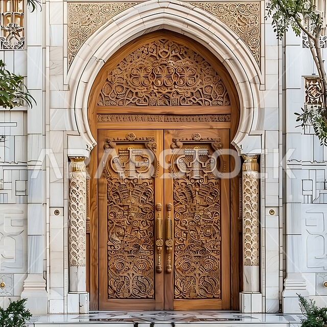  الفنون الهندسية المعمارية والتصاميم الاسلامية للأبواب القديمة في المملكة العربية السعودية, الابواب المصنوعة على الطراز الخشبي القديم, باب خشبي منحوت بالنقوش والزخارف التراثية العربية
