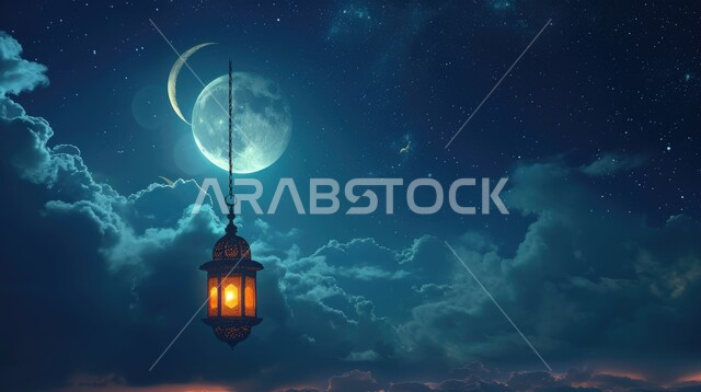 الاحتفال بالمناسبات والأعياد الدينية الاسلامية، منظر الغيوم في السماء،  ديكورات وزينة رمضان , فوانيس معدنية تقليدية مضيئة مزخرفة، العادات والتقاليد لاستقبال الشهر المبارك في المملكة العربية السعودية, البهجة بقدوم شهر الخير