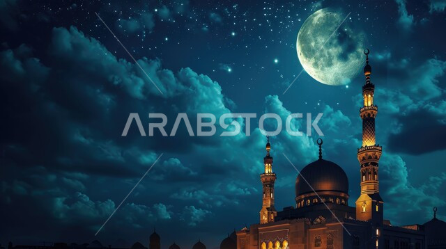 الفن الهندسي والمعماري للمساجد التاريخيه القديمه, منظر طبيعي للنجوم المتناثره في السماء ليلا, خلفيات مساجد اسلاميه في وضع الليل، تصميم مسجد اسلامي متميز ، العباده واداء الصلاه في المساجد، سماء مليئة بالغيوم