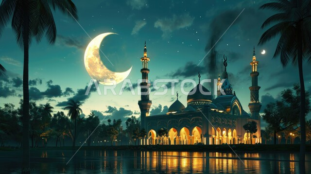 الفن الهندسي والمعماري للمساجد التاريخيه القديمه, منظر طبيعي للنجوم المتناثره في السماء ليلا, خلفيات مساجد اسلاميه في وضع الليل، تصميم مسجد اسلامي متميز ، العباده واداء الصلاه في المساجد، سماء مليئة بالغيوم