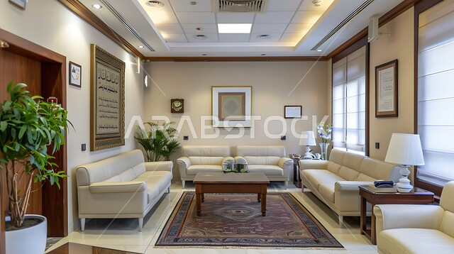 Decorations and designs for antiques and popular accessories, a traditional Arabic diwan with comfortable pillows, popular rooms for waiting for doctors, architectural art in the old heritage style