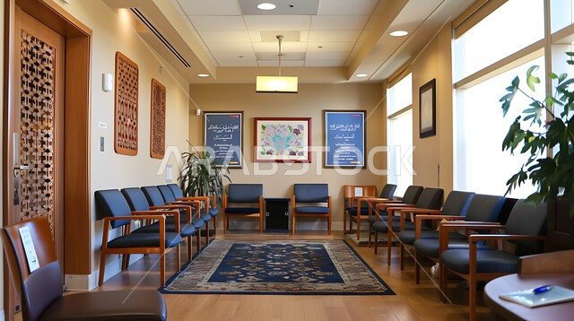 Decorations and designs for antiques and popular accessories, a traditional Arabic diwan with comfortable pillows, popular rooms for waiting for doctors, architectural art in the old heritage style