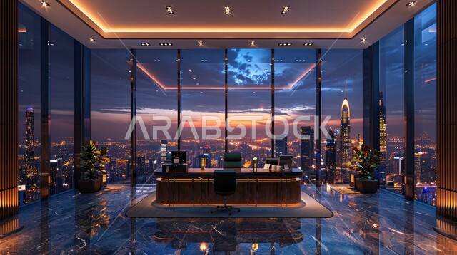  غرف مكتبية بتصاميم داخلية وديكورات راقية مع اثاث فاخر ومريح، الفن الهندسي المعماري المتطور، غرف القراءة والجلوس، مكتب عمل بواجهه زجاجية كبيرة، تصميم عصري حديث لمكاتب الشركات السعودية