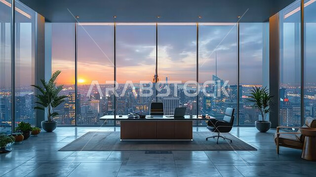  غرف مكتبية بتصاميم داخلية وديكورات راقية مع اثاث فاخر ومريح، الفن الهندسي المعماري المتطور، غرف القراءة والجلوس، مكتب عمل بواجهه زجاجية كبيرة، تصميم عصري حديث لمكاتب الشركات السعودية