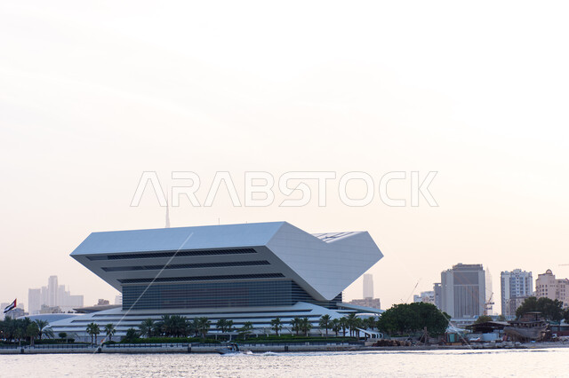 Famous Emirati libraries in the Arabian Gulf, intellectual cultural beacons, Mohammed bin Rashid Library in Dubai, United Arab Emirates, architectural engineering art in the exterior design of the building, the world of books and publishing