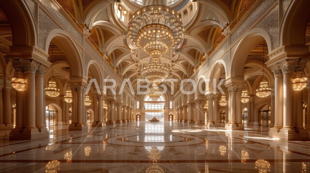 الفن الهندسي المعماري لمسجد عربي عريق، مفهوم العبادة والتقرب إلى الله تعالى ,النقوش والزخارف للاعمدة والاقواس على الطراز الاسلامي، التصاميم والديكورات الداخلية الأنيقة للمساجد