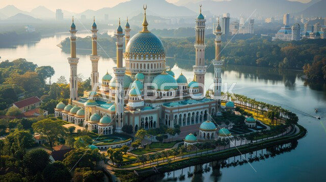 مسجد عريق محاط بالطبيعة، الديكورات والتصاميم الهندسية المعمارية لبناء المساجد في المملكة العربية السعودية، معالم وأماكن اسلامية مقدسة، المآذن والقبب على الطراز الإسلامي العصري الحديث، مفهوم العبادة والتقرب إلى الله تعالى