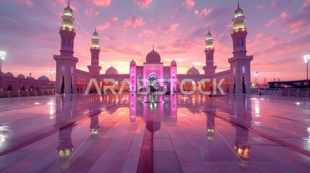 مفهوم العبادة والتقرب إلى الله تعالى، الساحة الخارجية لمسجد عريق، الديكورات والتصاميم الهندسية المعمارية لبناء المساجد في المملكة العربية السعودية، معالم وأماكن اسلامية مقدسة، المآذن والقبب على الطراز الإسلامي العصري الحديث