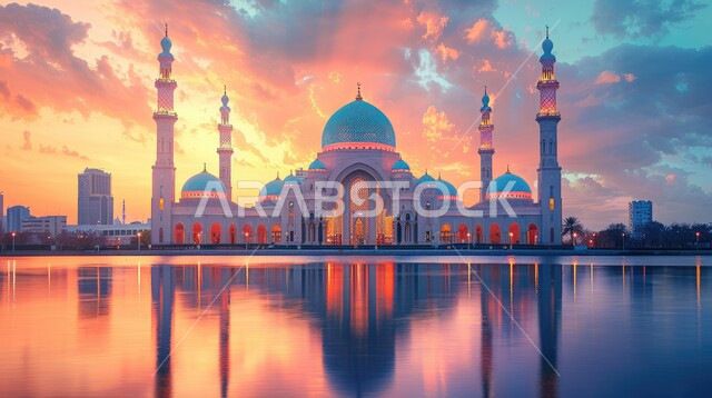 مفهوم العبادة والتقرب إلى الله تعالى، الساحة الخارجية لمسجد عريق، الديكورات والتصاميم الهندسية المعمارية لبناء المساجد في المملكة العربية السعودية، معالم وأماكن اسلامية مقدسة، المآذن والقبب على الطراز الإسلامي العصري الحديث