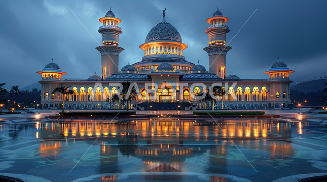 الديكورات والتصاميم الهندسية المعمارية لبناء المساجد في المملكة العربية السعودية، معالم وأماكن اسلامية مقدسة، المآذن والقبب على الطراز الإسلامي العصري الحديث، مفهوم العبادة والتقرب إلى الله تعالى، الساحة الخارجية لمسجد عريق