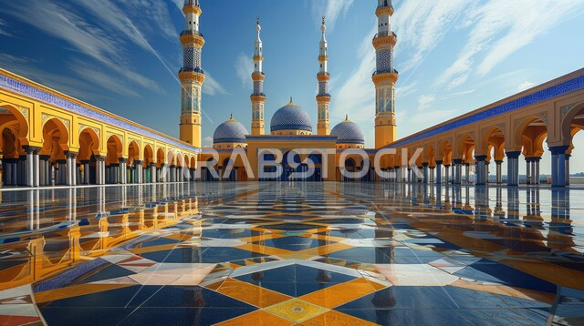 الديكورات والتصاميم الهندسية المعمارية لبناء المساجد في المملكة العربية السعودية، معالم وأماكن اسلامية مقدسة، المآذن والقبب على الطراز الإسلامي العصري الحديث، مفهوم العبادة والتقرب إلى الله تعالى، الساحة الخارجية لمسجد عريق