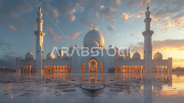 الديكورات والتصاميم الهندسية المعمارية لبناء المساجد في المملكة العربية السعودية، معالم وأماكن اسلامية مقدسة، المآذن والقبب على الطراز الإسلامي العصري الحديث، مفهوم العبادة والتقرب إلى الله تعالى، الساحة الخارجية لمسجد عريق