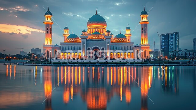 مفهوم العبادة والتقرب إلى الله تعالى، الساحة الخارجية لمسجد عريق، الديكورات والتصاميم الهندسية المعمارية لبناء المساجد في المملكة العربية السعودية، معالم وأماكن اسلامية مقدسة، المآذن والقبب على الطراز الإسلامي العصري الحديث