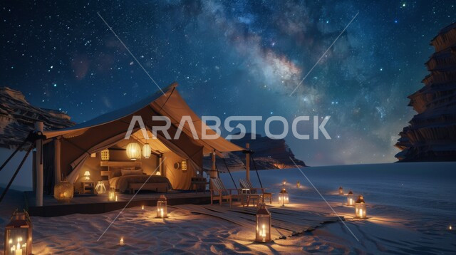 المغامرات والكشتات البرية، أجواء التخييم الشبابية الممتعه، خيام شعبية في المناطق الصحراوية، الطبيعة والرمال الذهبية الناعمة، أجواء ليلية هادئة أمام الفوانيس المعدنية المشتعلة, مخيمات سياحية في صحاري المملكة العربية السعودية