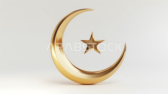  أجواء اسلامية رمضانية روحانية, التصاميم والديكورات الراقية للهلال, زينة وأكسسورات الأعياد والمناسبات الدينية,  خلفية بيضاء
