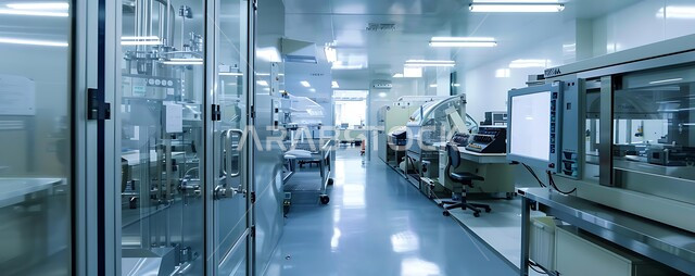 The concept of scientific research and development, a modern Saudi research center in the Kingdom of Saudi Arabia, the advancement of technology in scientific laboratories, the innovation of modern robots, a close-up of modern devices in a laboratory displaying advanced robotic technologies